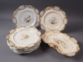 A Davenport bone china bird and gilt decorated part dessert service