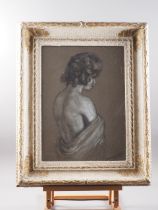 J Darling: A 1960s three-quarter length pastel study, portrait of an unknown woman, 18" x 13", in