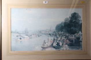 A colour print, Henley Regatta, in gilt frame, two other prints
