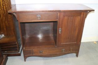 A Maple & Co Arts & Crafts mahogany sideboard, fitted drawers, cupboards and central recess, 48"