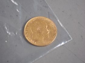 A gold sovereign, dated 1909