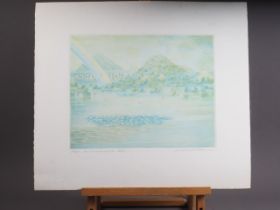 Michael Oelman: three signed coloured etchings, "Ideal Mooring" 8/75, "Alph The Sacred River" 12/75,