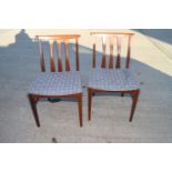 A pair of 1960s walnut standard dining chairs, on tapering supports, two wine tables, on tripod