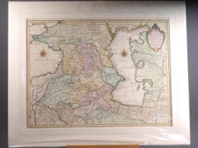 G Delisle: 18th century French hand-coloured map, Caspian Sea, in wash line mount
