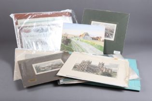 Two albums of unframed coloured prints, mostly topographical