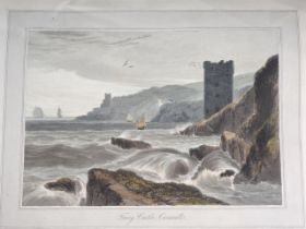 William Danielli: a pair of early 19th century coloured aquatints, "Fowey Castle Cornwall" and "