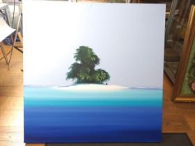 HGE?: oil on canvas, tropical islands, 40" x 40", unframed