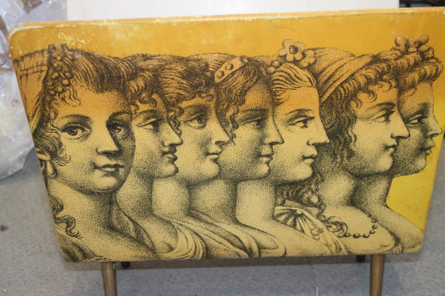 A Fornasetti magazine stand, on brass supports, 16 3/4" wide - Image 4 of 4