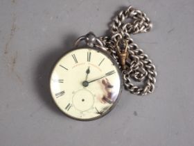 A 19th century silver cased pocket watch and chain
