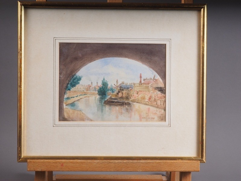A 18th century sepia and wash sketch of a watermill, 8 3/4" x 5 5/8", unframed, and George Gregor - Image 2 of 3