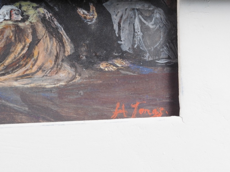 H Jonas: after Tiepolo a bodycolour/gouache sketch, Venetian carnival scene, 10" x 14 1/2", unframed - Image 3 of 3
