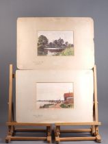 Walter Goldsmith: two watercolours, Horsham's Bourne End and Vicarage Garden Bray, 7" x 10",