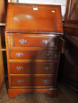 A mahogany and banded fall front bureau, fitted four drawers, 20" wide x 16" deep x 39" high