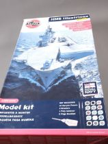 An Airfix 1:350 scale model, HMS Illustrious, (part started, no paints or glue), in original box