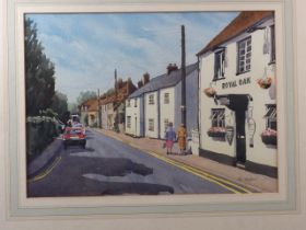 Ron Cosford: watercolours, view of the Gorwell and the Royal Oak Watlington, 10 1/2" x 15", in
