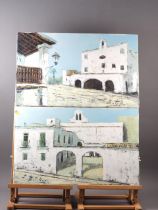 F Bataller: a pair of impasto oils on canvas, Spanish villas, 15" x 24", and two similar pictures,
