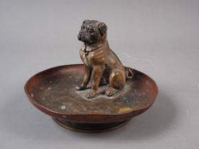 A cold painted bronze pug ashtray, 4" dia