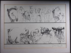 Gerald Scarfe: a signed print, Politicians of the 1975 including Harold Wilson, Ted Heath, Alec