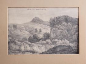 A 19th century pencil study, "View from Compton Common Waverley", 6 1/2" x 10", unframed, and a