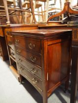 An Edwardian mahogany and satinwood banded four drawer music cabinet, 21" wide x 15" deep x 27" high