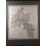 An early 19th century hand-coloured map, "A new map of the County of Oxford... 1804", in gilt frame