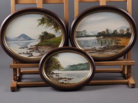 Kate Holland: a pair of oval oils on boards, Lakeland scenes, 9" x 11", and a smaller similar