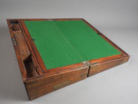 A 19th century mahogany and brass mounted writing box with fitted interior and drawer, 18 1/2"