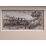 Harry J Townshend, 1852: a pen and ink study "Sunset Effect (near Westend) Hampstead", 2 3/4" x