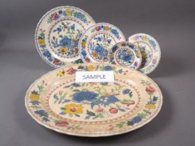 Four Masons Ironstone "Regency" pattern dinner plates, five side plates and other matching