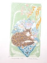 Sheila Horton: a limited edition print, "Comfortable Cat", 6/75, another by the same artist, "