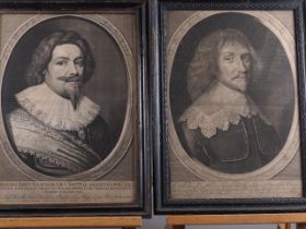 A set of three early 18th century engravings, portraits of notable gentlemen, in Hogarth frames