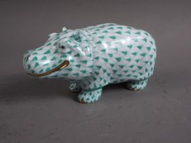 A Herend hippopotamus, 4 1/2" long