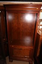 A French cherrywood bookcase, on bracket feet, 36" wide x 17 1/2" deep x 72" high