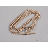 A 9ct rose gold curb link, Albert chain, 17" long, 52.7g