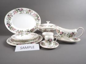 A Wedgwood "Hathaway Rose" pattern bone china dinner service for ten and a companion coffee service