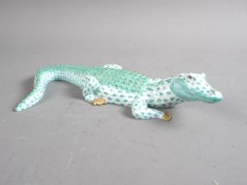 A Herend crocodile, 8" long