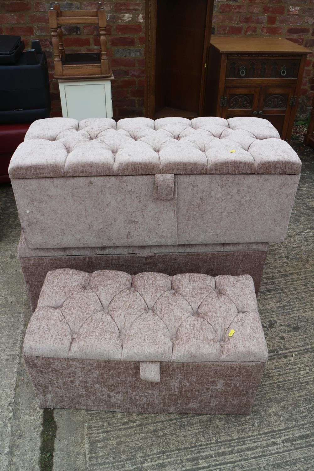 Two box ottoman, 40" wide, and a smaller companion ottoman, 30" wide