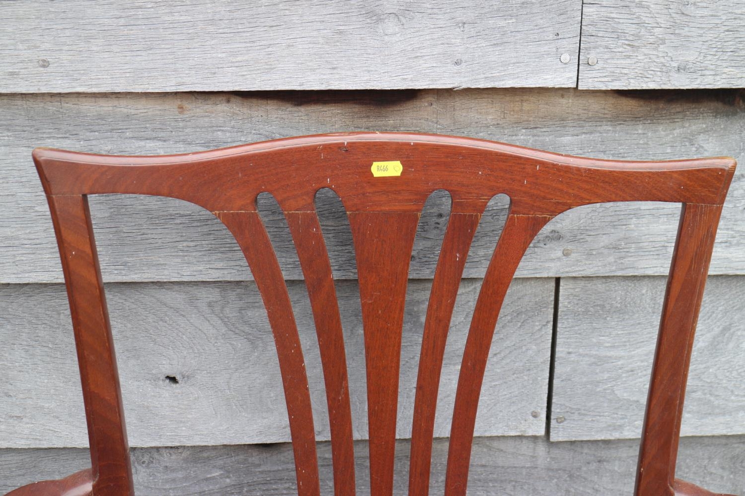 A Harlequin set of seven Edwardian mahogany dining chairs with pierced splat backs, on moulded and - Image 4 of 4