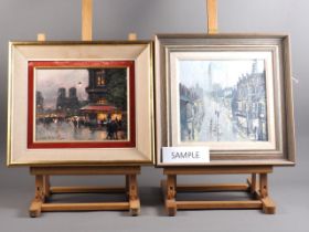Jules R Herve: oil on canvas, view of Notre Dame Paris, 8" x 10", in linen lined frame, and R