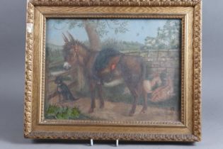 Caroline Trevelyan? (of Wallington Hall): a 19th century oil on board study of a donkey, two goats