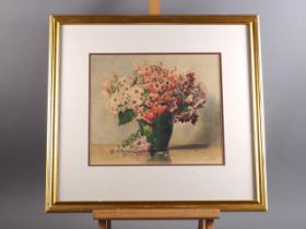 Gertrude Ely: watercolours, flower study, 11" x 13", in gilt frame
