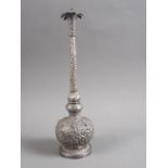 A 19th century Persian white metal rosewater sprinkler, 10" high, 6.5oz troy approx