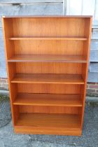 A 1960s teak G Plan open five-tier bookcase, on block base, 32" wide x 11" deep x 52" high