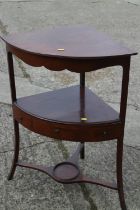 A late 19th century mahogany bowfront corner washstand, 24" wide x 17" deep x 33" high