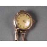 A lady's 9ct gold wristwatch, 15g gross