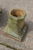 A terracotta square base chimney pot, 14" square x 15 1/2" high
