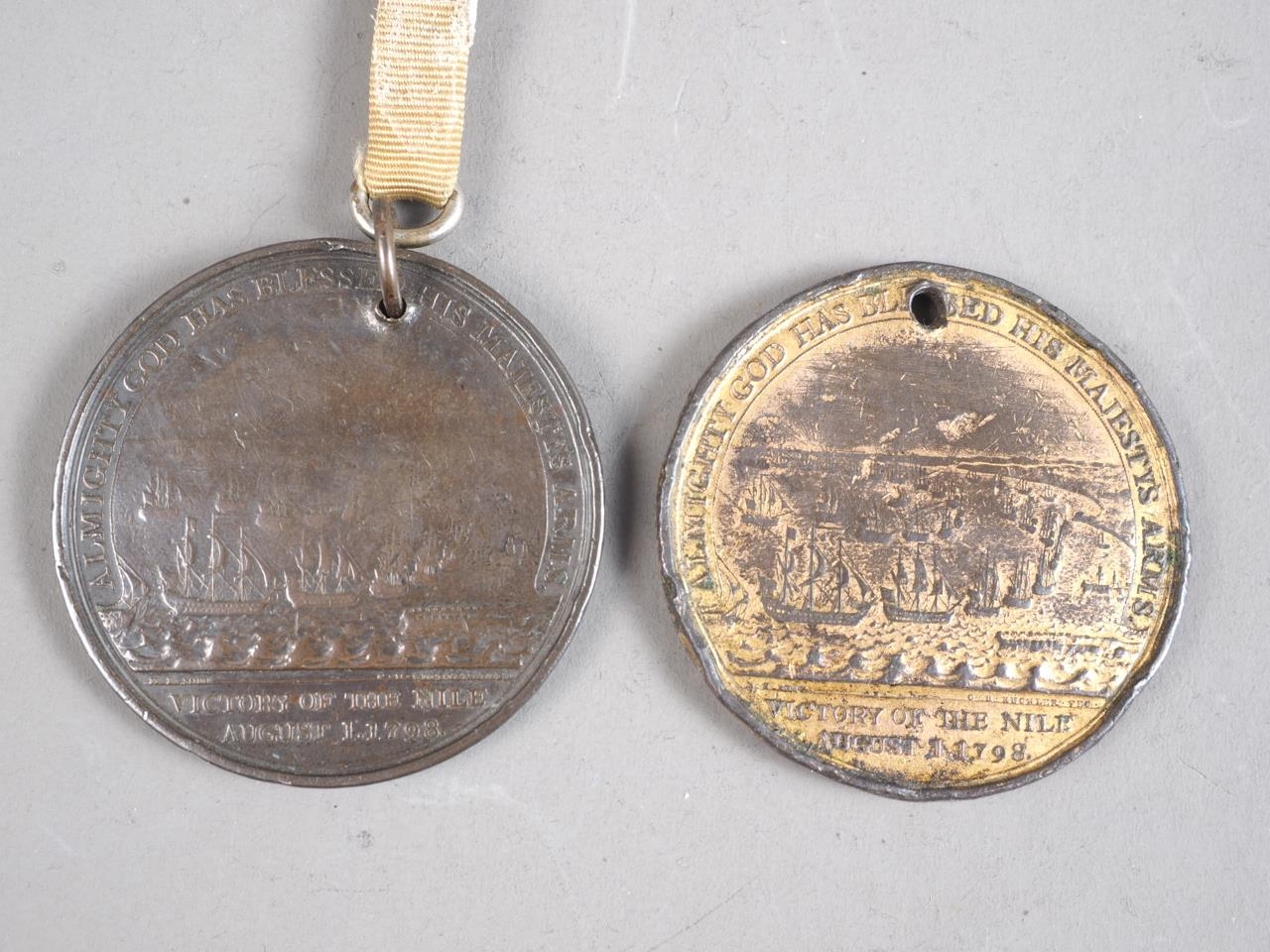 A 19th century bronze Nile medal, in case, and a similar gilt version - Image 2 of 2