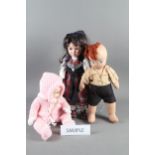 A collection of mid century and later costume and baby dolls, various