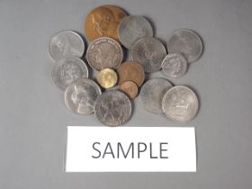 A quantity of mostly English coinage, including crowns, etc