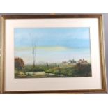 A watercolour hunting scene, "Full Cry", indistinctly signed, dated '09, 10 3/4" x 16", in gilt